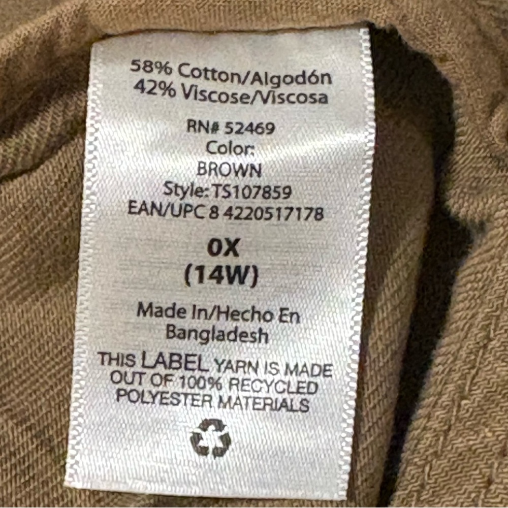 Women's Brown Utility Jacket 0X (14W) – Cotton Blend with Adjustable Sleeves - Picture 4 of 4